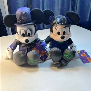 Disney Halloween Mickey and Minnie Plush Set - Black and Gray